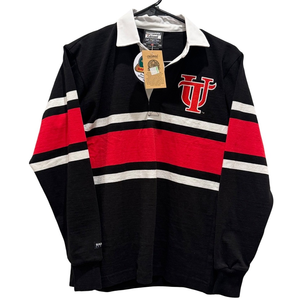 University of Tampa Striped Rugby Shirt Black Red White youth‎ XL Fits Womens XS